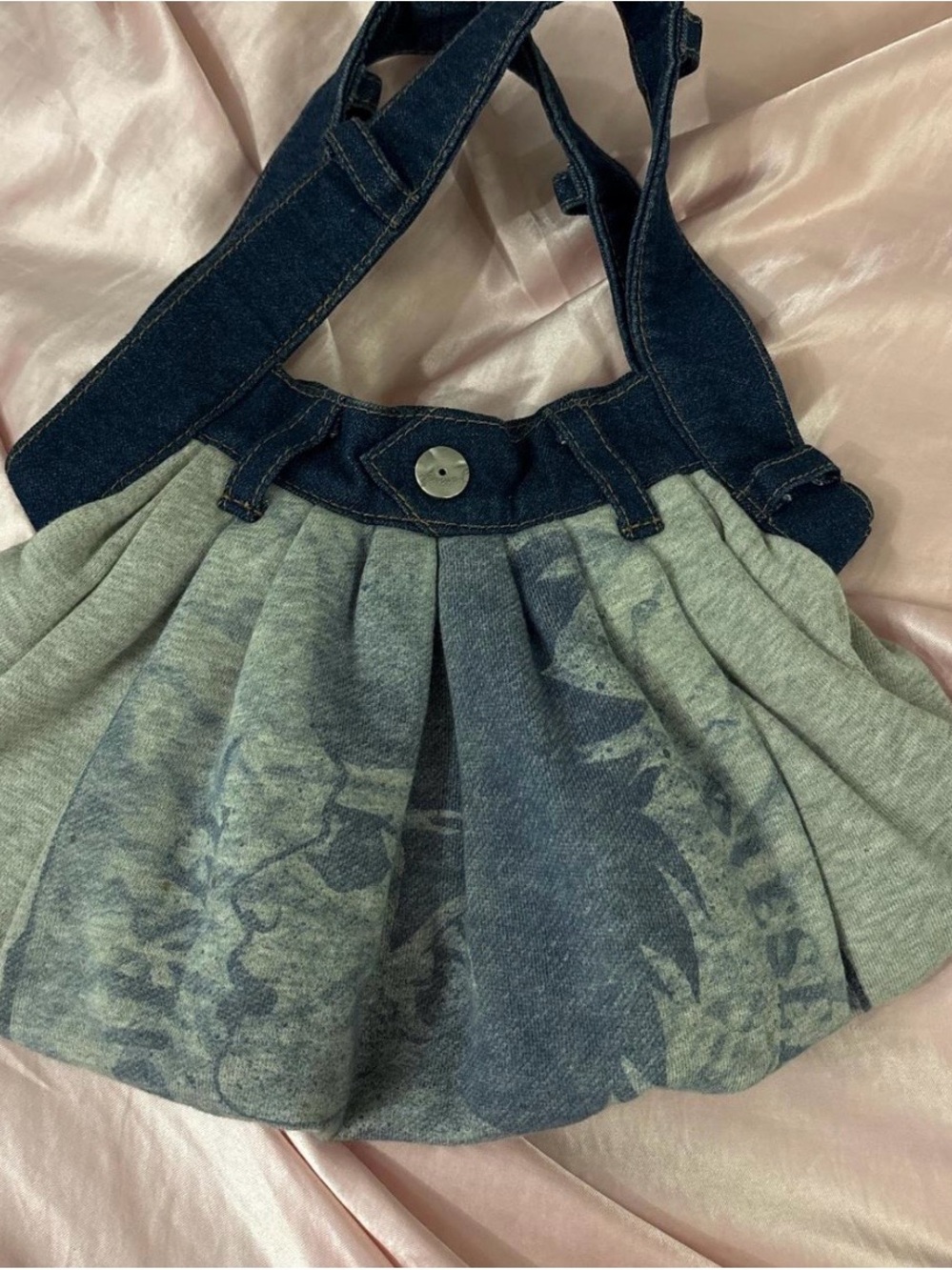 Diesel Blue and Gray Denim-Style Shoulder Bag
